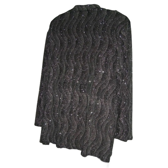 Vintage 90s Onyx Nite By Wendye Chaitin Blouse Cardigan Jewel Plus Mob Wife Jazz - Picture 7 of 14